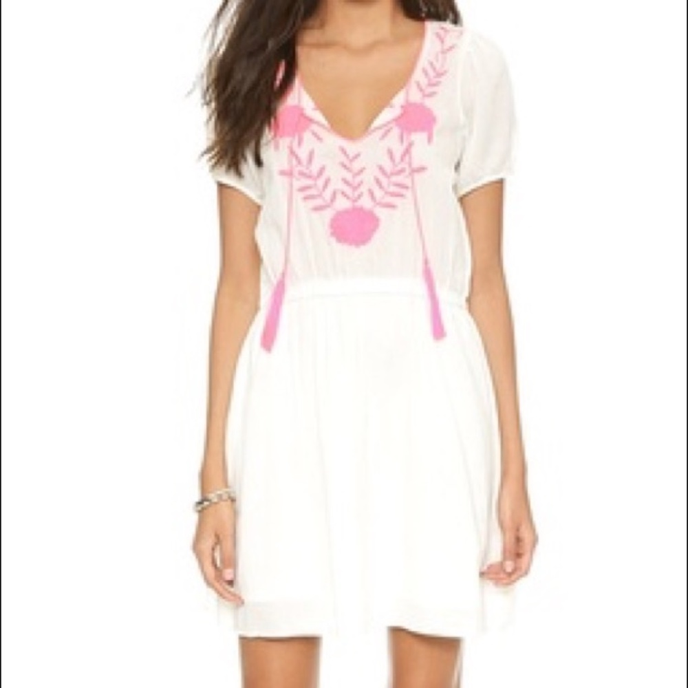 NWT dRA coverup, white with neon pink embroidery